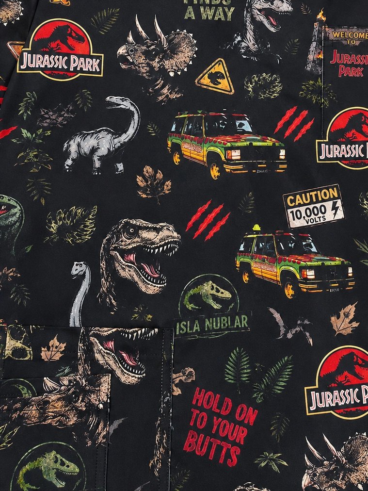 Jurassic Park Negro Top Clínico Hombre (A pedido)