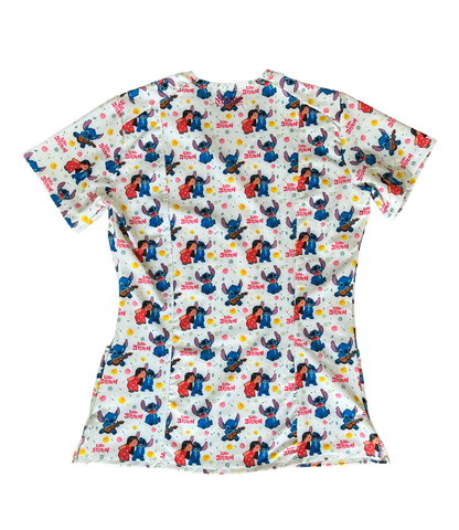 Top Clinico Stitch Blanco 3 bolsillos