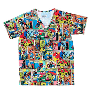Top clínico de hombre con diseño Marvel, en tela antifluido