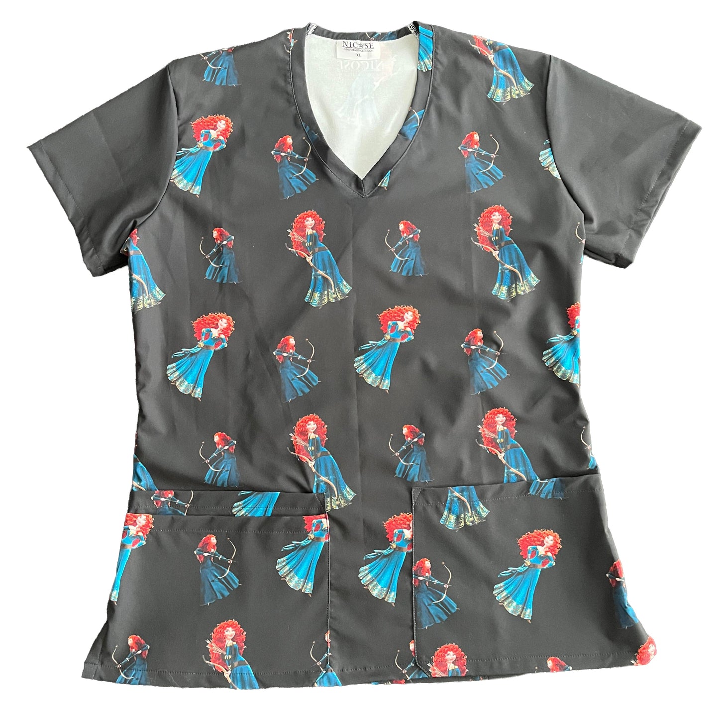 Princesa Mérida negro Top Clinico Mujer (A pedido)