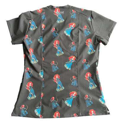 Princesa Mérida negro Top Clinico Mujer (A pedido)