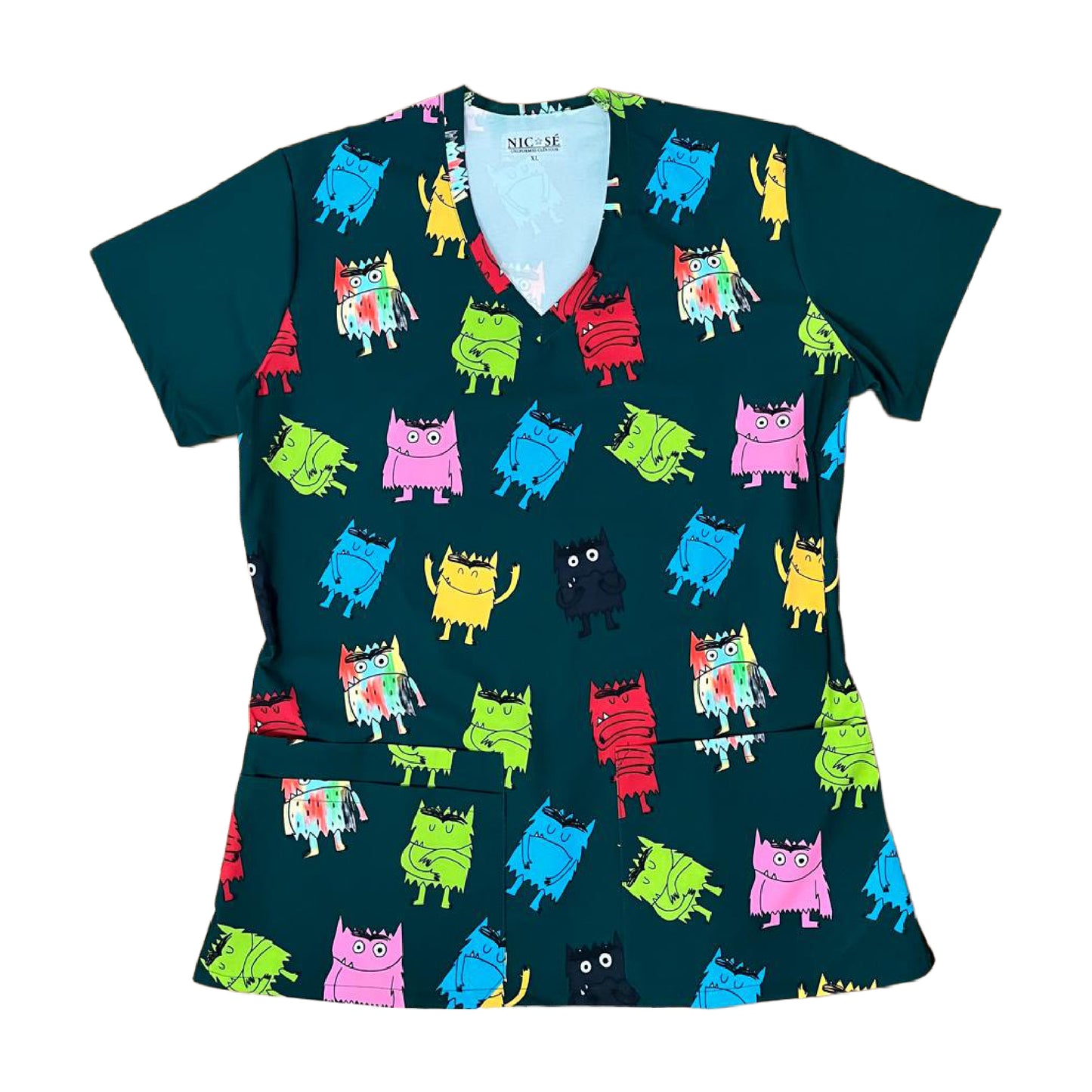 Monstruos verde Top Clinico Mujer (A pedido)