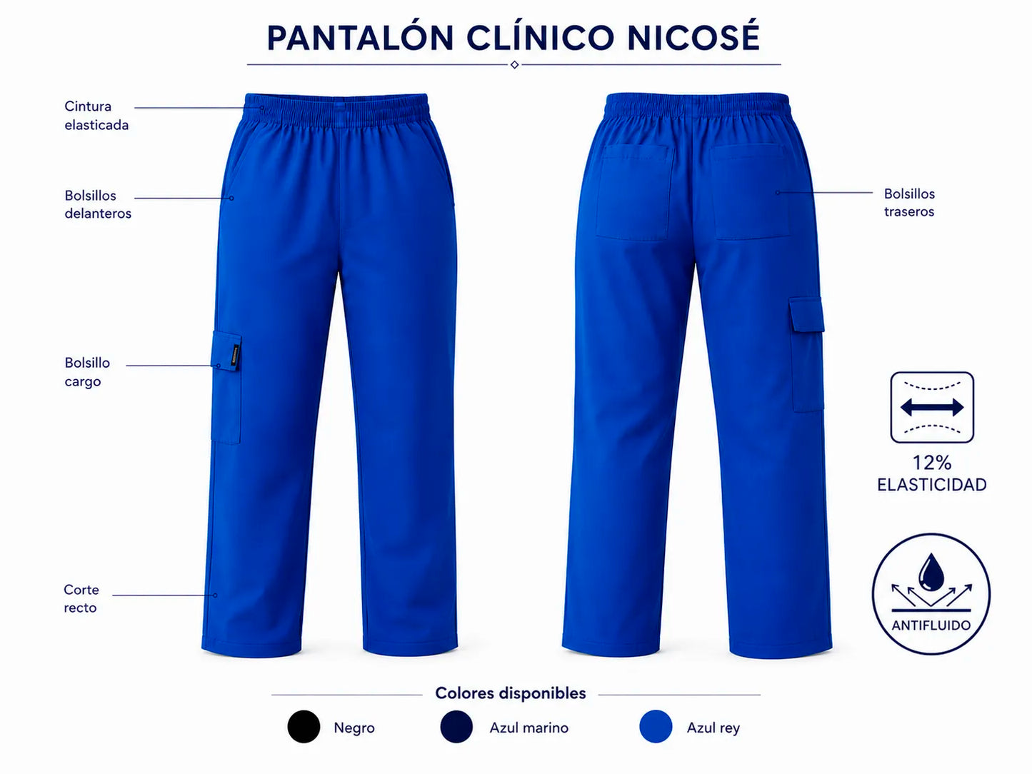 Pantalón Clínico Antifluido Mujer — 5 bolsillos