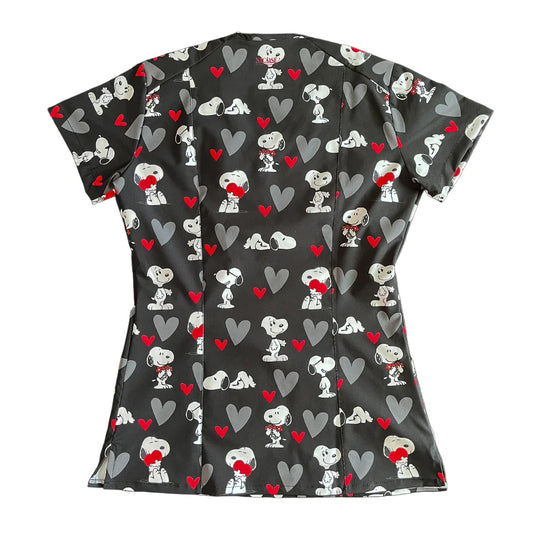 Snoopy Negro Corazones Top Clínico Mujer (A pedido)