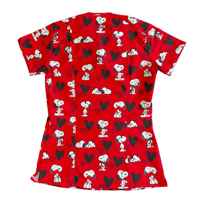 Snoopy Rojo Corazones Top Clínico Mujer (A pedido)