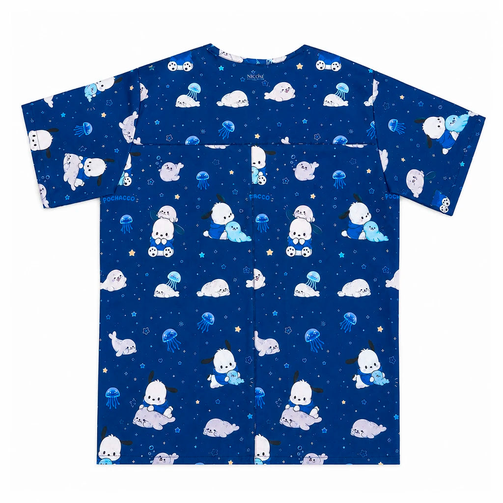 Top clínico hombre antifluido estampado Pochacco azul marino