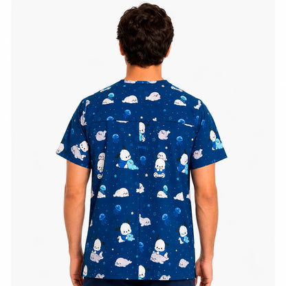 Top clínico hombre antifluido estampado Pochacco azul marino