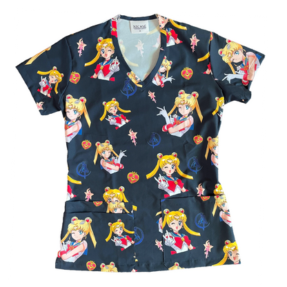 Sailor Moon Azul Marino Top Clinico Mujer (A pedido)