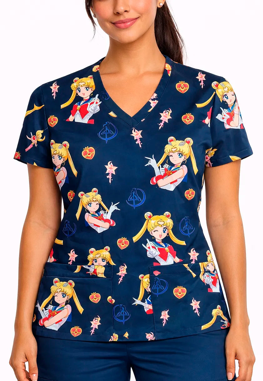 Sailor Moon Azul Marino Top Clinico Mujer (A pedido)