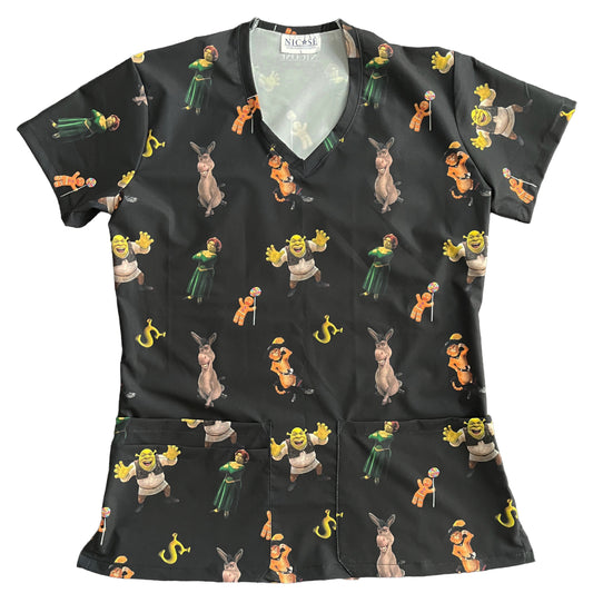 Shrek Top Clinico Negro Mujer (A pedido)