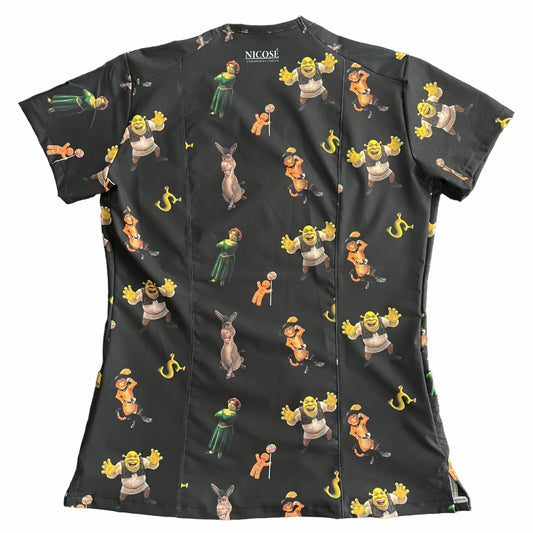 Shrek Top Clinico Negro Mujer (A pedido)