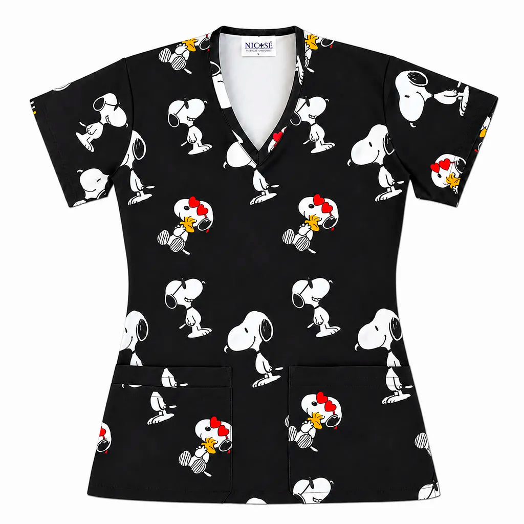 Snoopy negro Top Clinico Mujer (A pedido)
