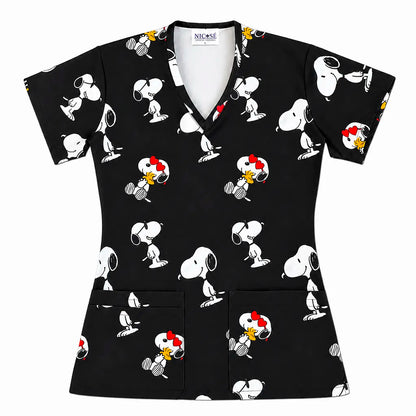 Snoopy negro Top Clinico Mujer (A pedido)