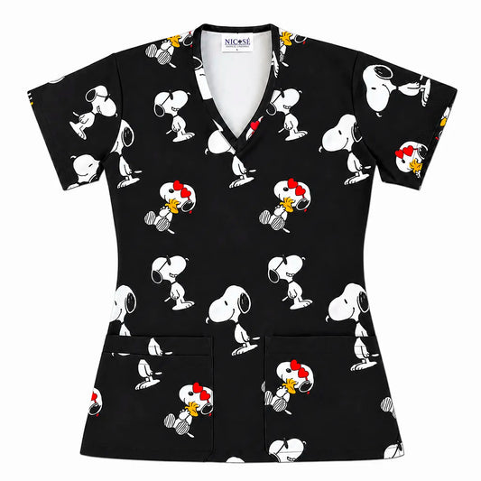 Snoopy negro Top Clinico Mujer (A pedido)