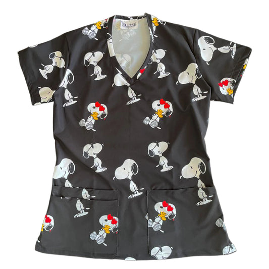 Snoopy negro Top Clinico Mujer (A pedido)