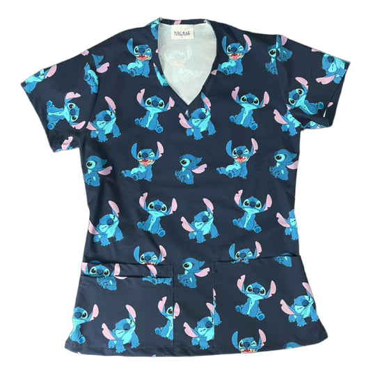 Stitch azul marino Top Clinico Mujer (A pedido)