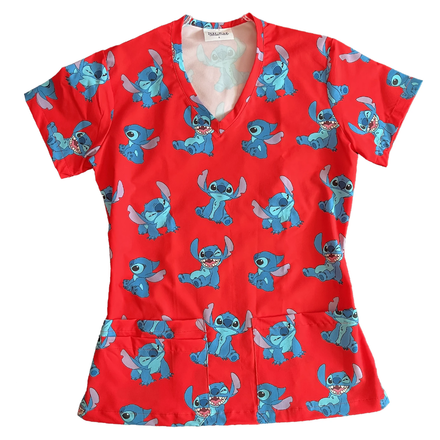 Stitch Rojo Top Clínico Mujer (A pedido)