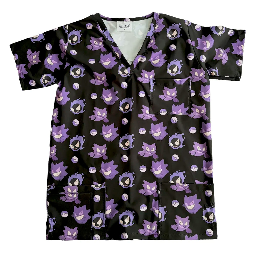 Top clínico de hombre con diseño Gengar - Talla M, en tela antifluido