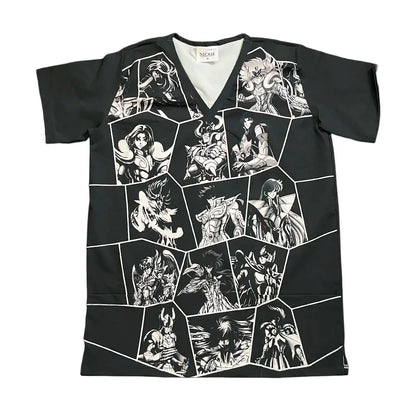 Top clínico hombre Caballeros del Zodiaco frente - Nicosé uniformes clínicos Chile