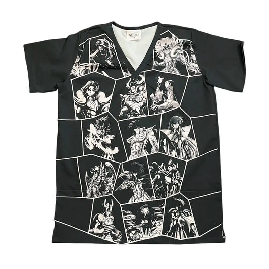 Top clínico hombre Caballeros del Zodiaco frente - Nicosé uniformes clínicos Chile