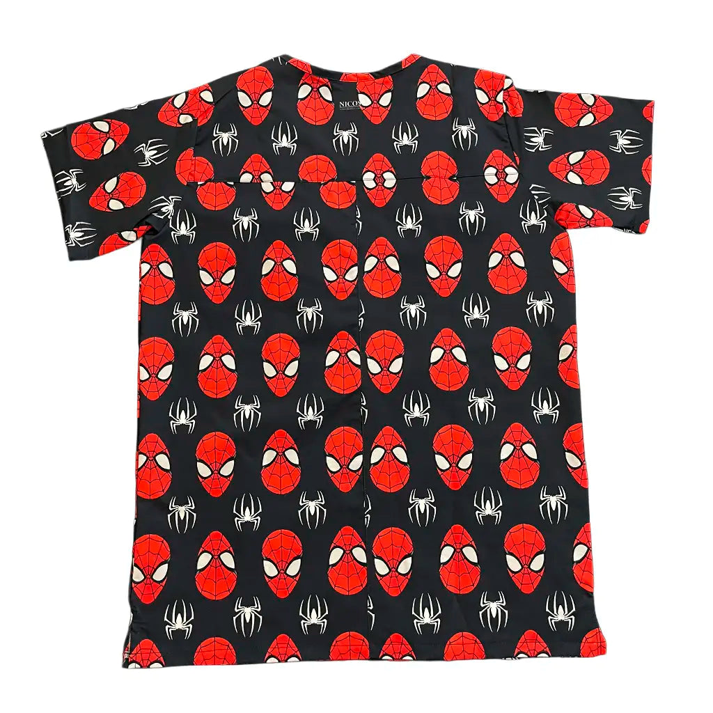 Top clínico hombre Spiderman negro rojo trasera - uniforme antifluido Chile