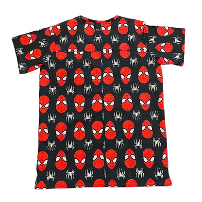 Top clínico hombre Spiderman negro rojo trasera - uniforme antifluido Chile