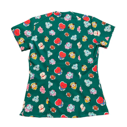 Top clínico mujer BT21 verde trasera - uniforme antifluido Chile