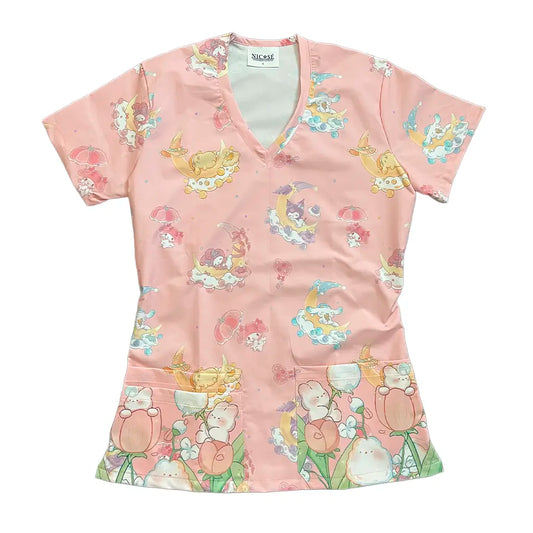 Top clínico mujer My Melody frente - Nicosé uniformes clínicos Chile