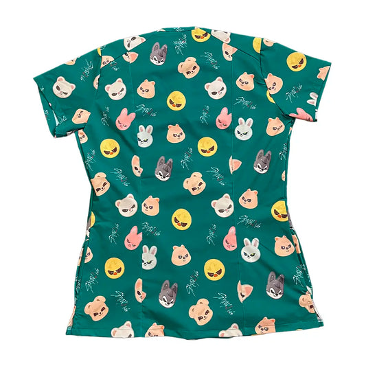 Top clínico mujer Stray Kids verde Wolfchan trasera - uniforme antifluido Chile