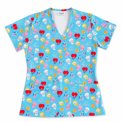 BT21 Celeste Top Clínico Mujer