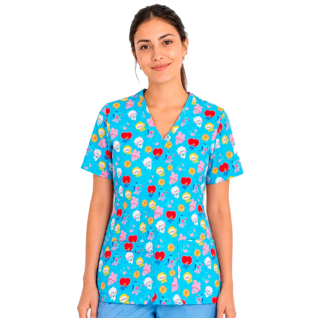 BT21 Celeste Top Clínico Mujer