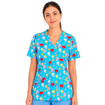 BT21 Celeste Top Clínico Mujer