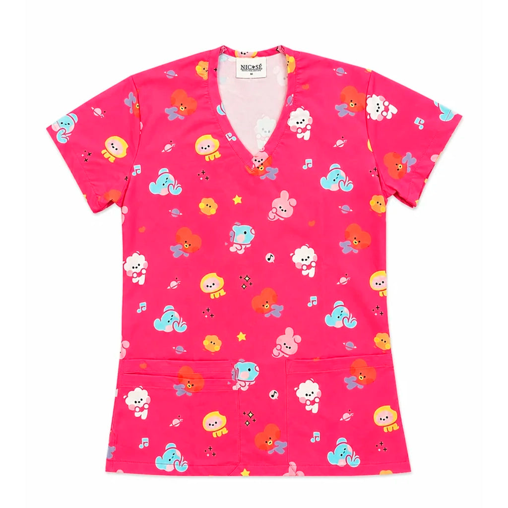 Top Clínico Mujer BT21 Fucsia (A pedido)