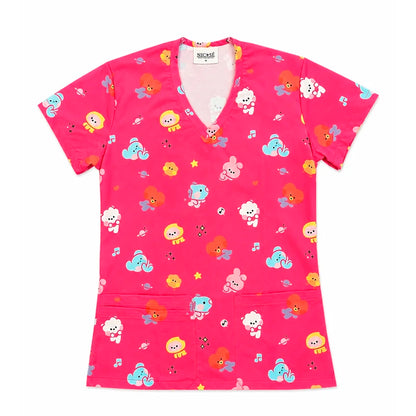 Top Clínico Mujer BT21 Fucsia (A pedido)