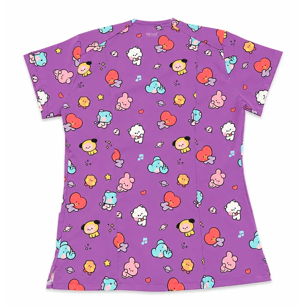 Top Clínico Mujer BT21 Morado (A pedido)