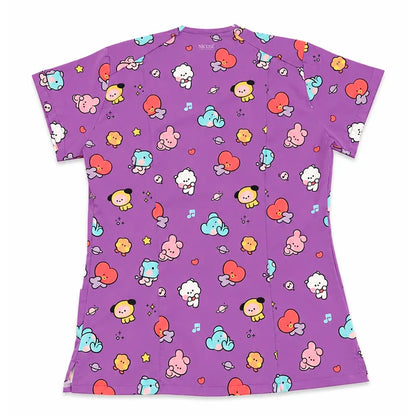 Top Clínico Mujer BT21 Morado (A pedido)