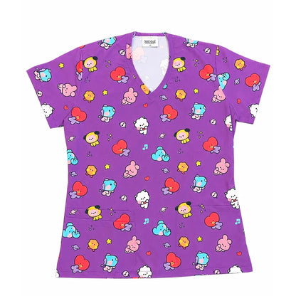 Top Clínico Mujer BT21 Morado (A pedido)