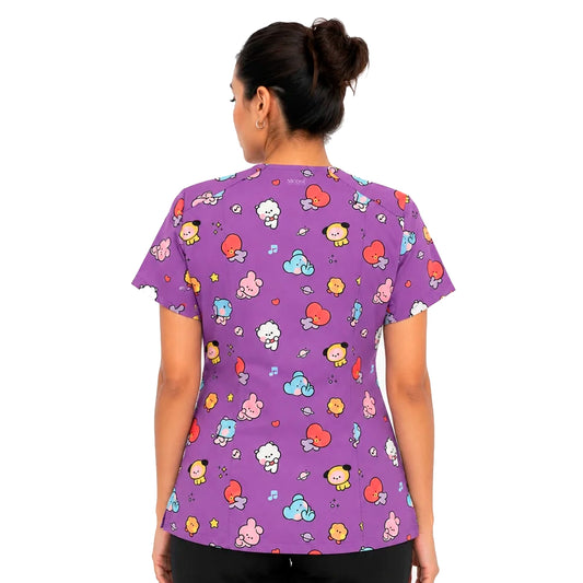 Top Clínico Mujer BT21 Morado (A pedido)