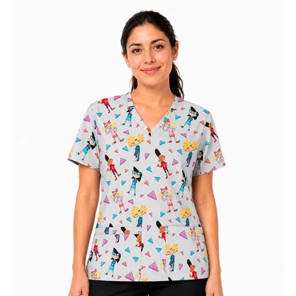 Top clínico de mujer con diseño Hey Arnold, en tela antifluido