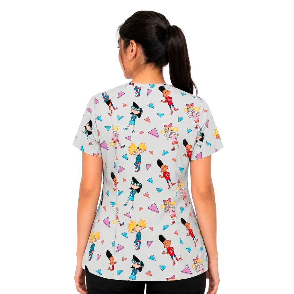 Top clínico de mujer con diseño Hey Arnold, vista 2