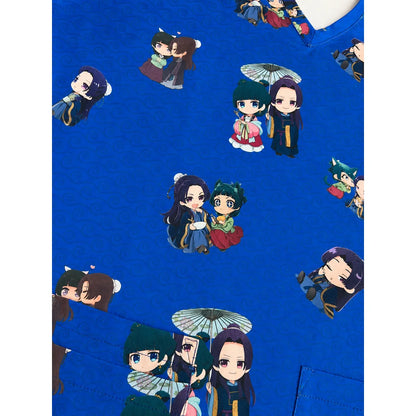 Top clínico de mujer con diseño Diario de la Boticaria Azul Rey, vista 6