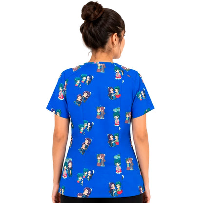 Top clínico de mujer con diseño Diario de la Boticaria Azul Rey, vista 2
