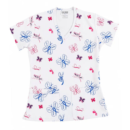 Top clínico de mujer con diseño Mariposas, vista 3