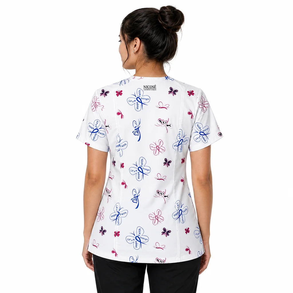 Top clínico de mujer con diseño Mariposas, vista 2
