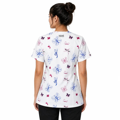 Top clínico de mujer con diseño Mariposas, vista 2