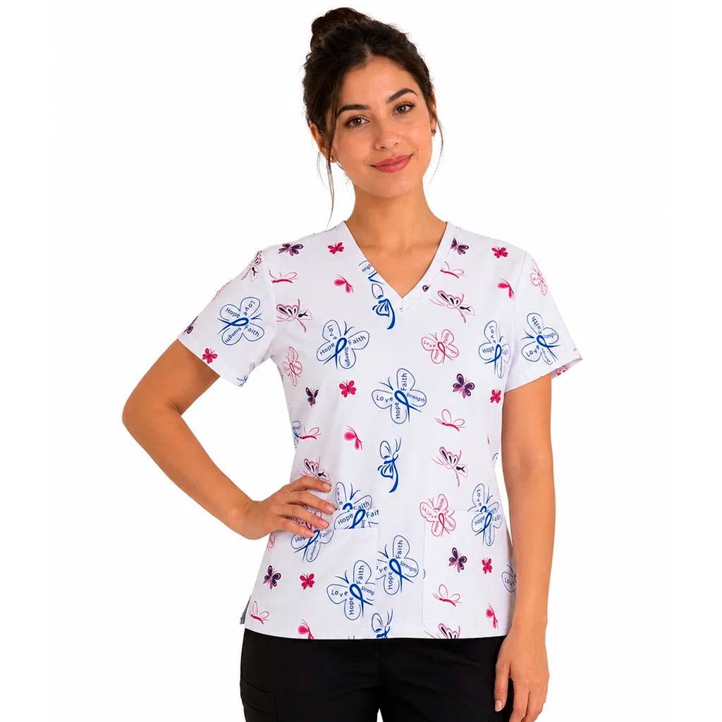 Top clínico de mujer con diseño Mariposas, en tela antifluido