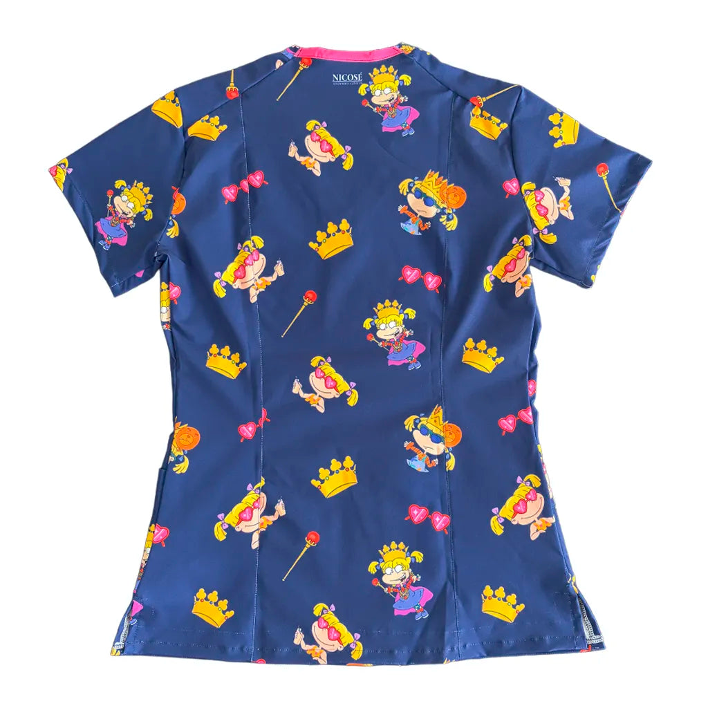 Top clínico mujer antifluido estampado Angélica Rugrats Azul Marino, vista trasera