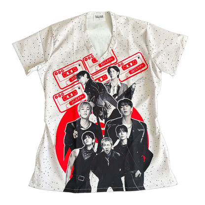 Top clínico mujer antifluido estampado BTS Arirang Hueso, vista frontal