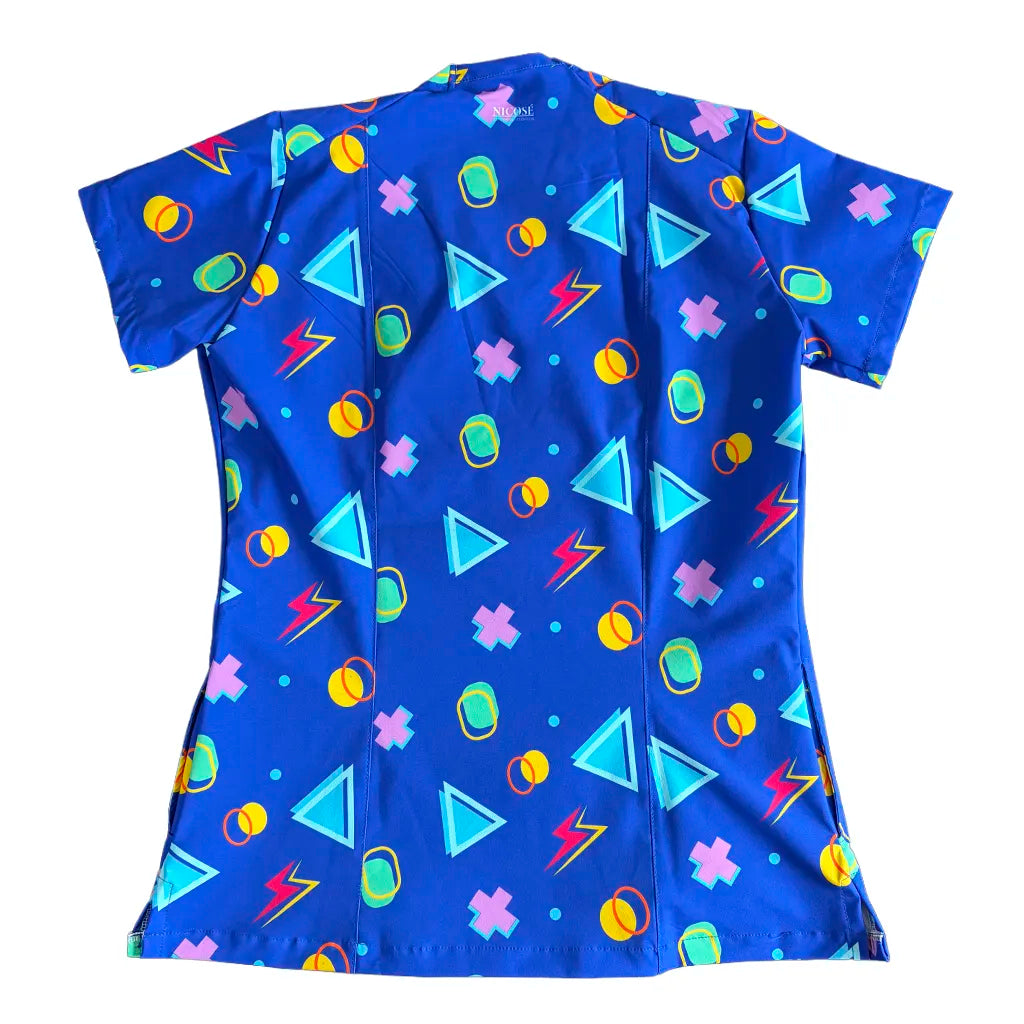 Top clínico mujer antifluido estampado Carlitos Rugrats Azul Rey, vista trasera