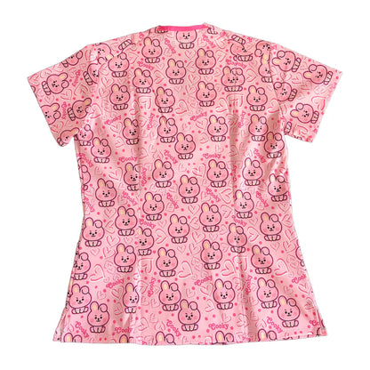 Top clínico mujer antifluido estampado Cooky Corazones Rosado, vista trasera